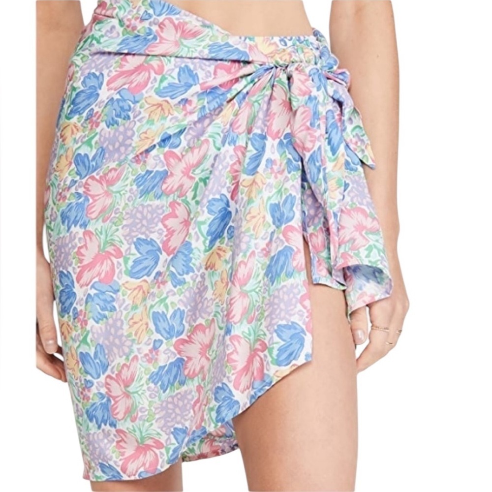 Faithfull the brand‎ Women’s Pink Floral Print Jemima Mini Pareo Swim Coverup XL